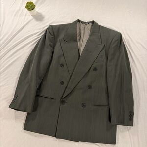 Mani Giorgio Armani Double Breasted Blazer Sport Coat Grey Wool Nylon Size 38S